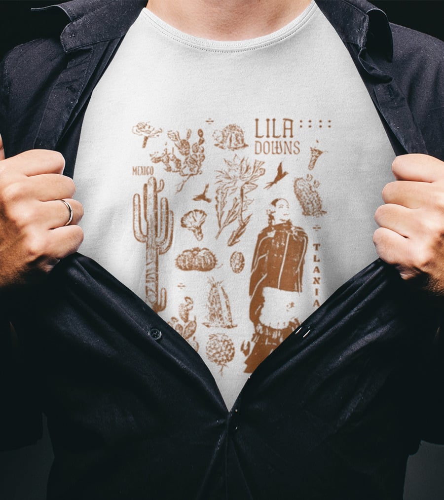 Lila Downs Mexico Tlaxiaco Mexican Singer With Floral And Cactus T-Shirt