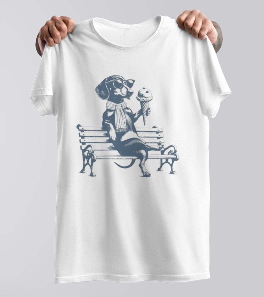 Lisa Dogecan Dachshund Ice Cream April 1992 Bench T-Shirt