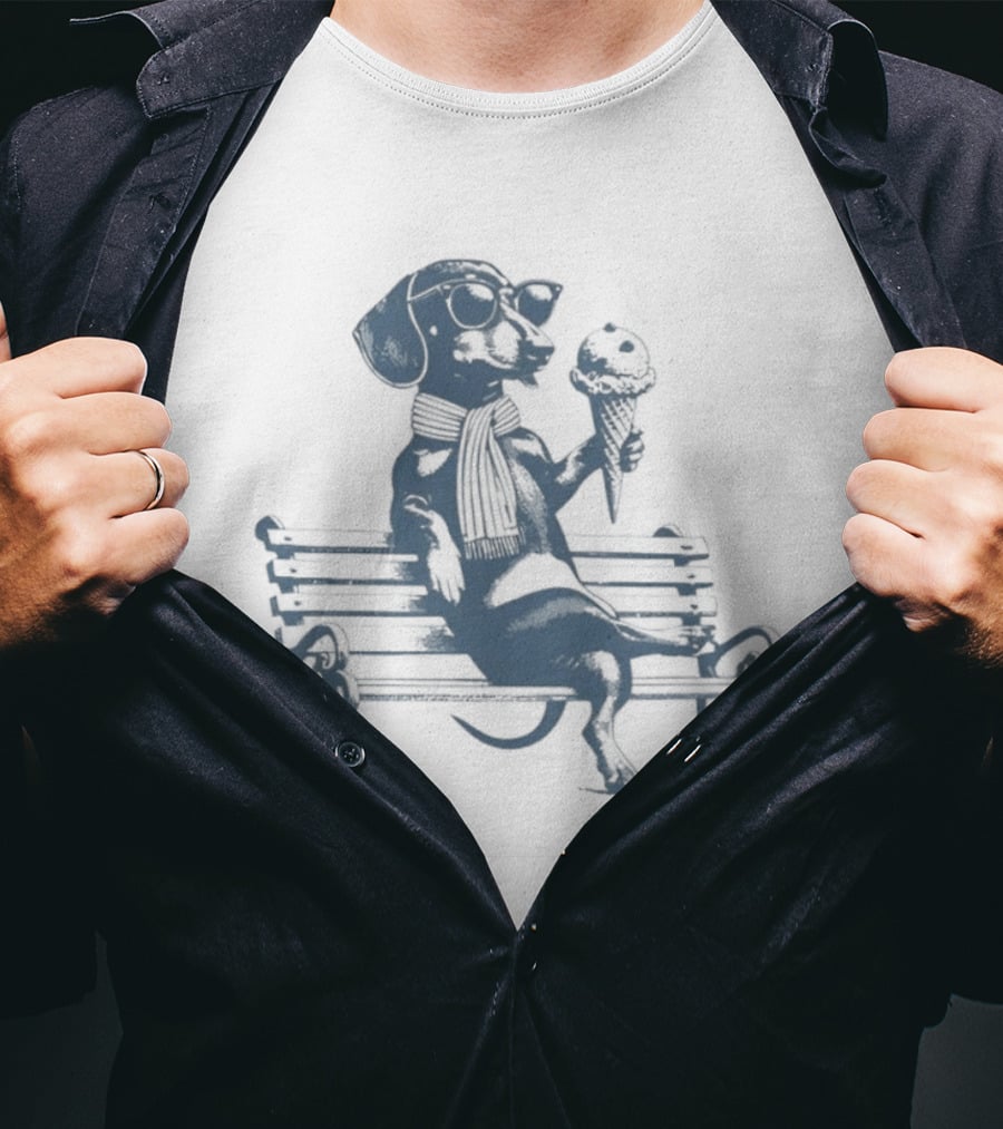 Lisa Dogecan Dachshund Ice Cream April 1992 Bench T-Shirt