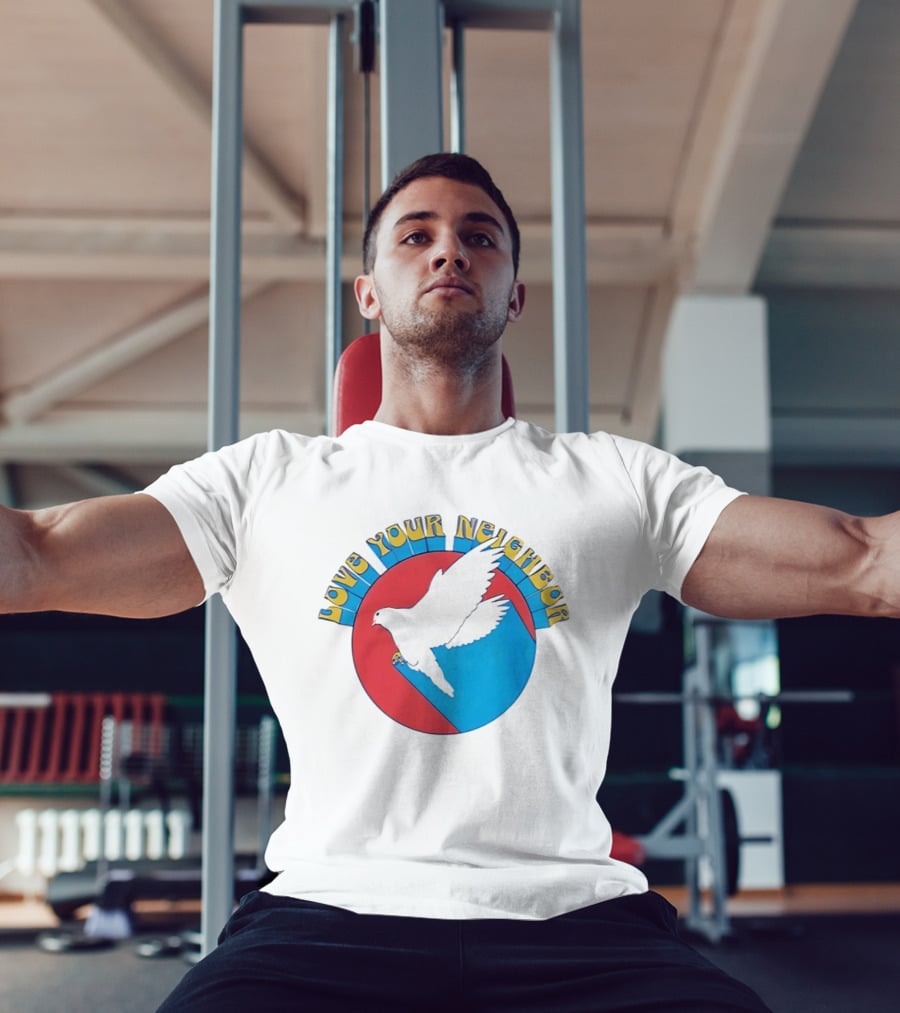 Love Your Neighbor Dove Peace Kindness Retro Circular T-Shirt