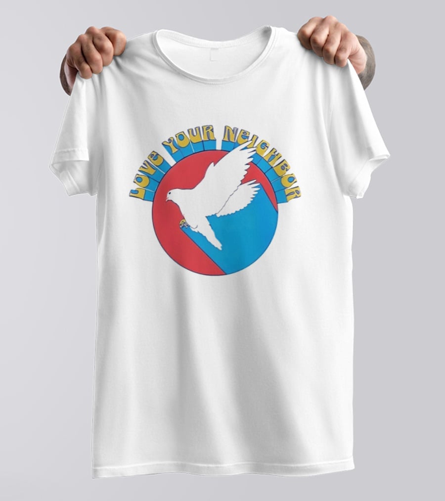 Love Your Neighbor Dove Peace Kindness Retro Circular T-Shirt