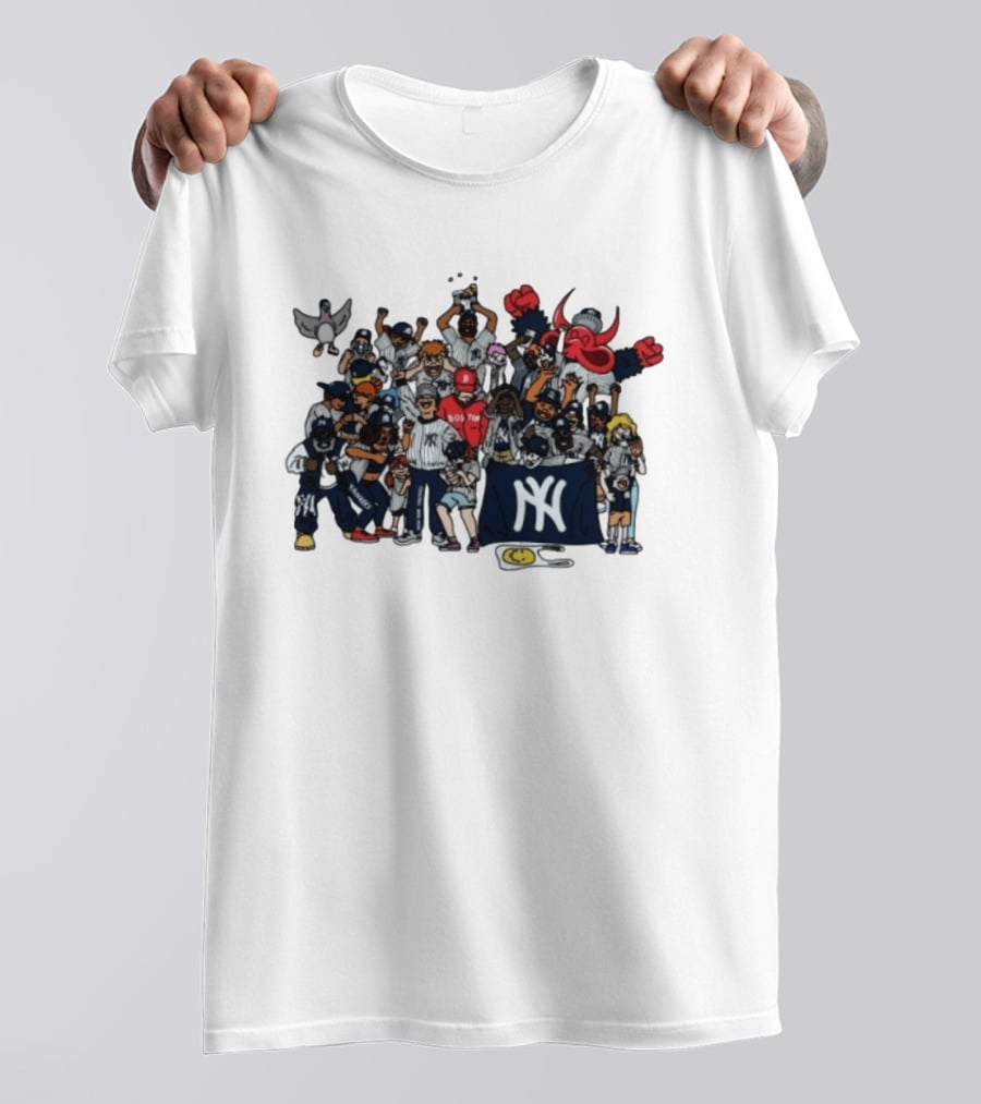 New York Yankees Fans Collage MLB Baseball Rivalry Characters And Mascots T-Shirt