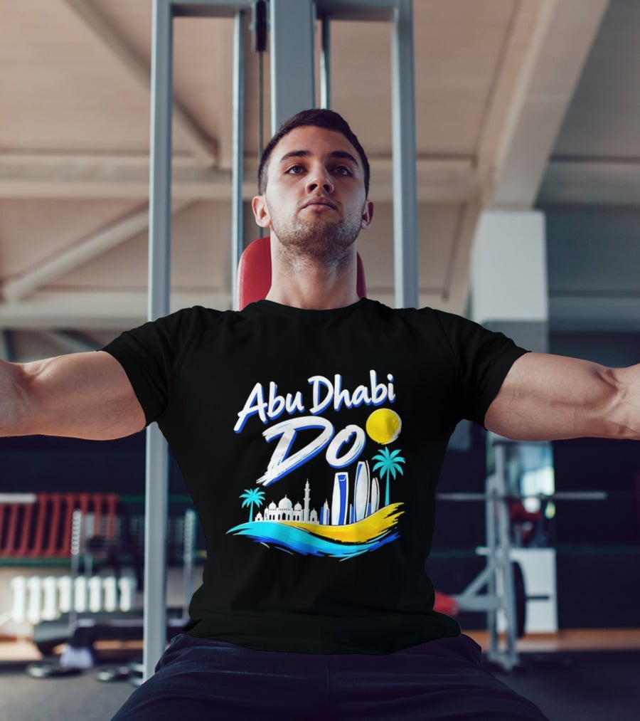 Abu Dhabi Do United Arab Emirates Travel Souvenir Skyline Sun Palm Trees T-Shirt