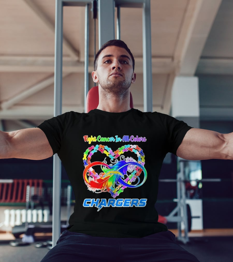 Fight Cancer In All Colors Los Angeles Chargers Infinity Heart T-Shirt