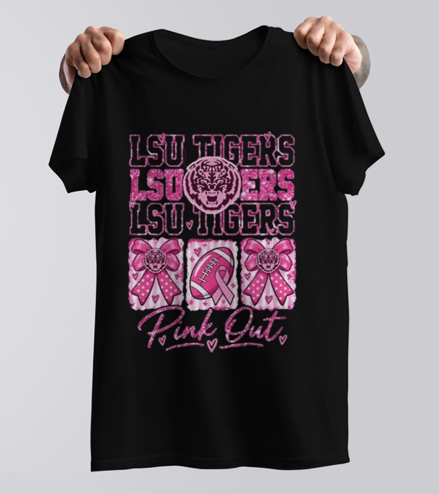 LSU Tigers Pink Out Breast Cancer Awareness Football Game Day T-Shirt