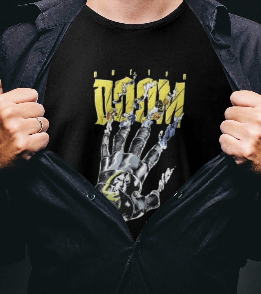 Marvel Doom Metal Gauntlet Ripping Through Paper T-Shirt