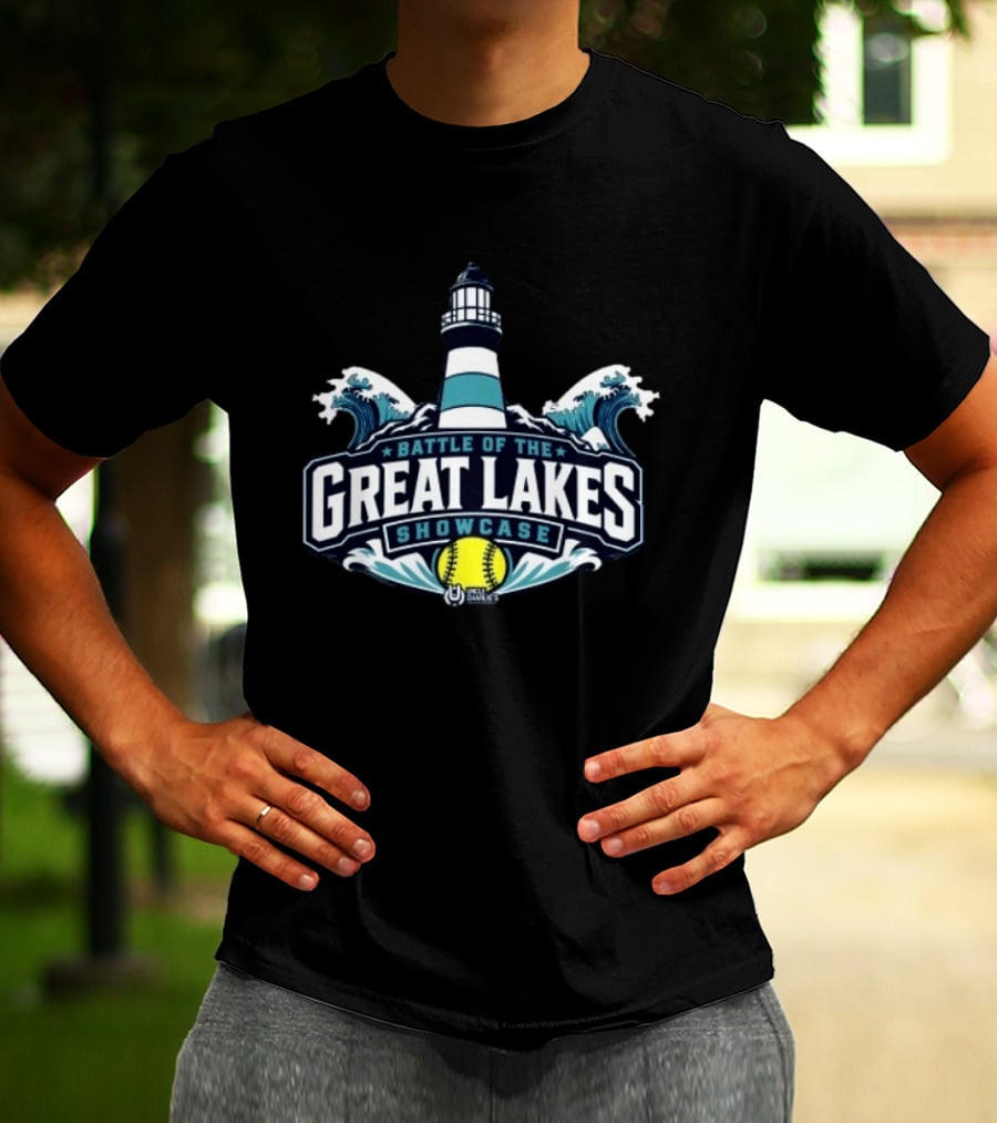 Battle Of The Great Lakes Showcase Uncle Charlie's Softball Lighthouse Waves T-Shirt