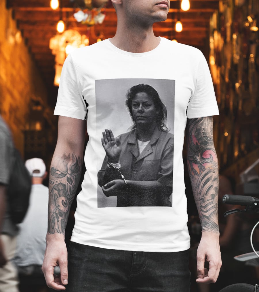 Aileen Wuornos True Crime Handcuffed Raised Hand Political Image T-Shirt