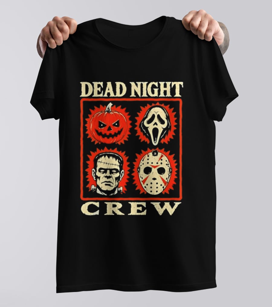 Dead Night Crew Halloween Horror Pumpkin Ghost Jason Voorhees Frankenstein T-Shirt