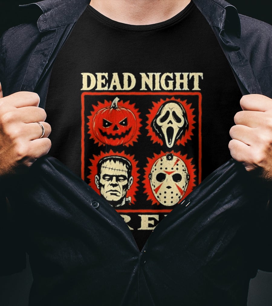 Dead Night Crew Halloween Horror Pumpkin Ghost Jason Voorhees Frankenstein T-Shirt