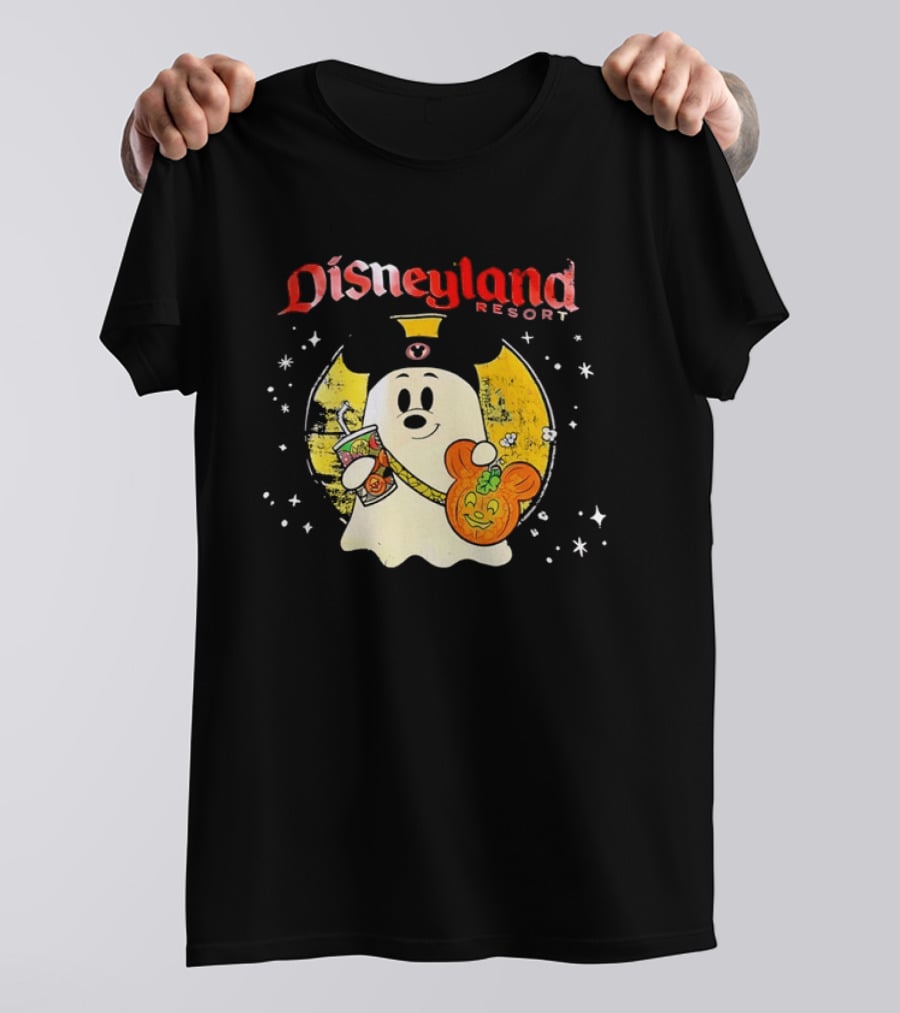 Distressed Disneyland Resort Mickey Mouse Ghost Halloween T-Shirt