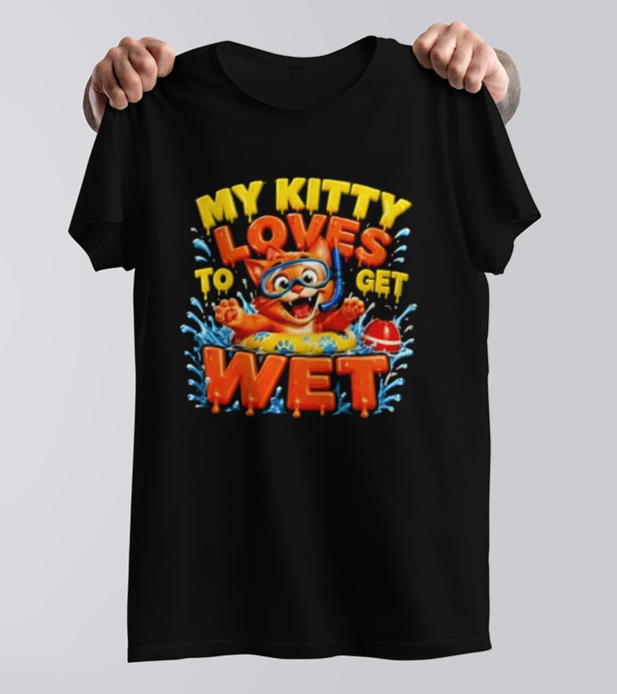 My Kitty Loves To Get Wet Orange Cat Snorkel Swimming Ring T-Shirt