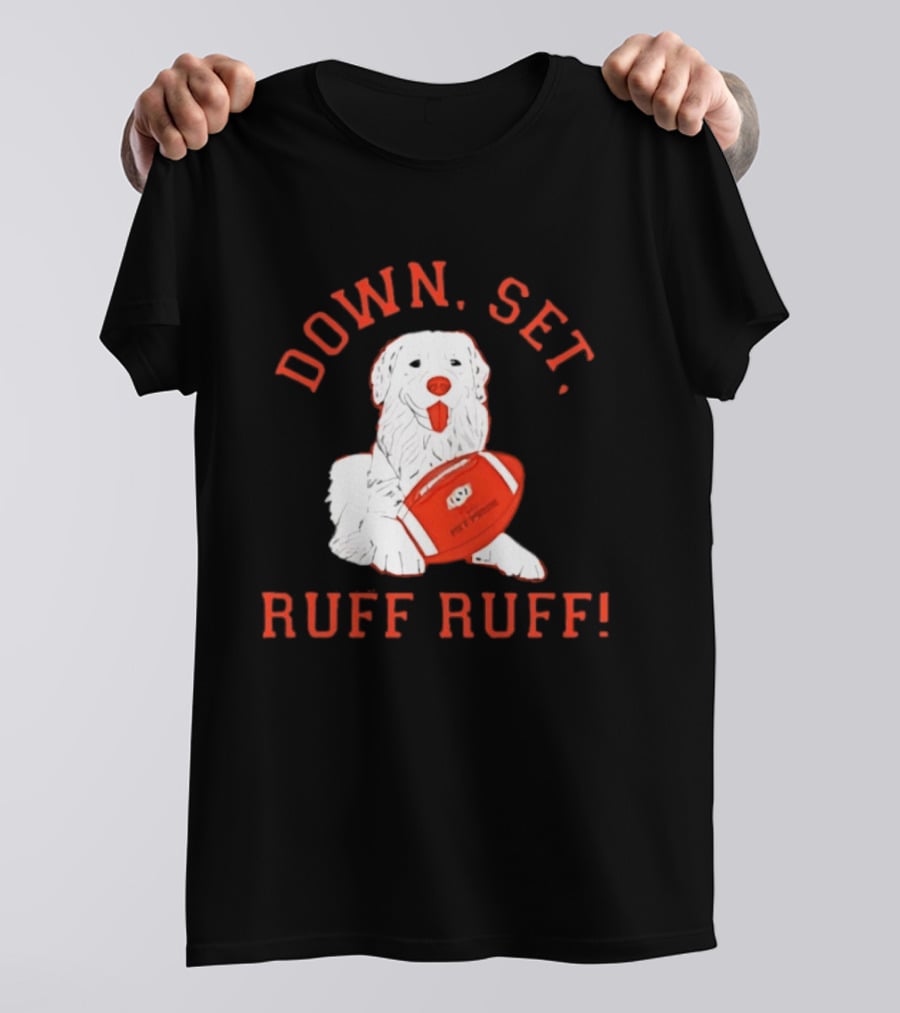 Pet Pride Dog Down Set Ruff Ruff Football T-Shirt