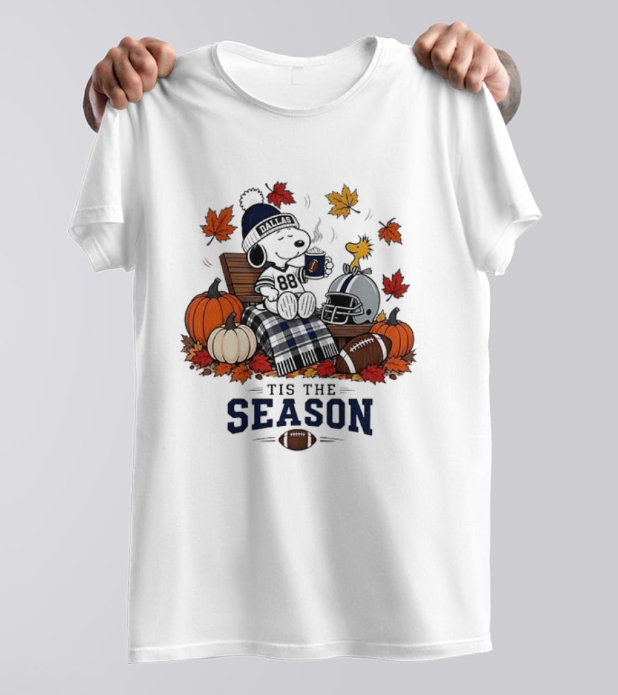 Dallas Cowboys Snoopy Woodstock Fall Football 'Tis The Season T-Shirt