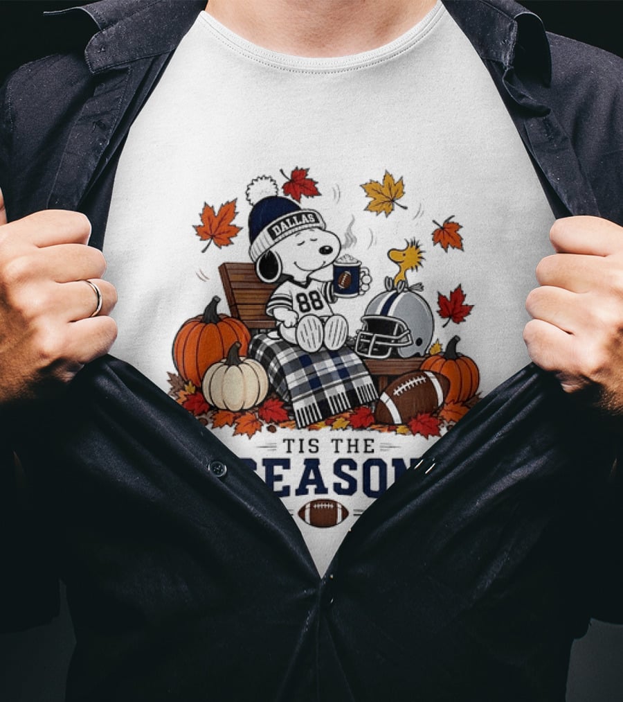 Dallas Cowboys Snoopy Woodstock Fall Football 'Tis The Season T-Shirt