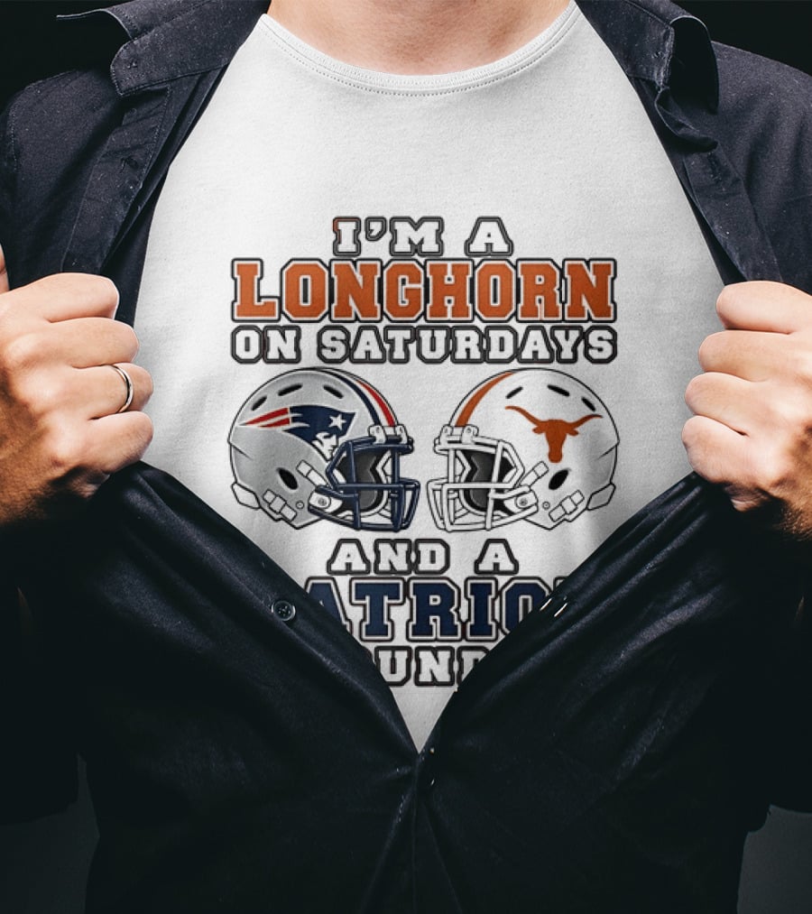 Texas Longhorns Saturdays New England Patriots Sundays Helmets 2026 T-Shirt