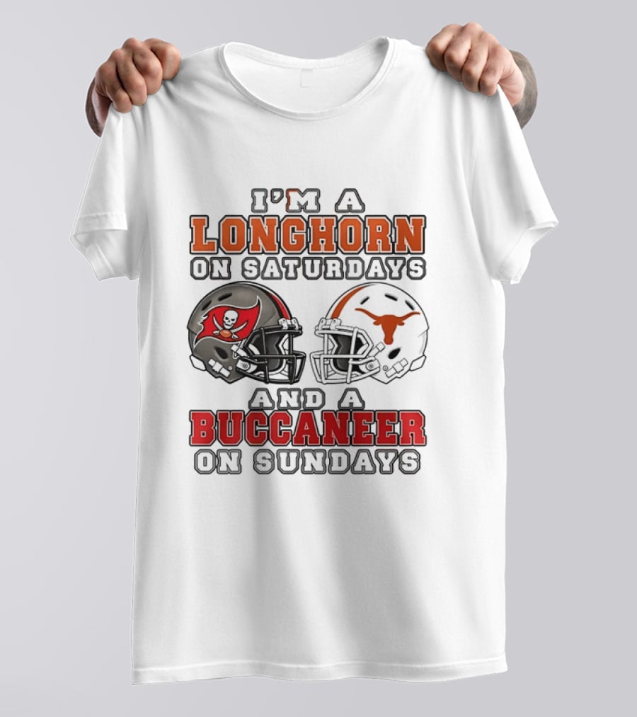 I'm A Longhorn On Saturdays And A Buccaneer On Sundays Two Helmet 2026 T-Shirt