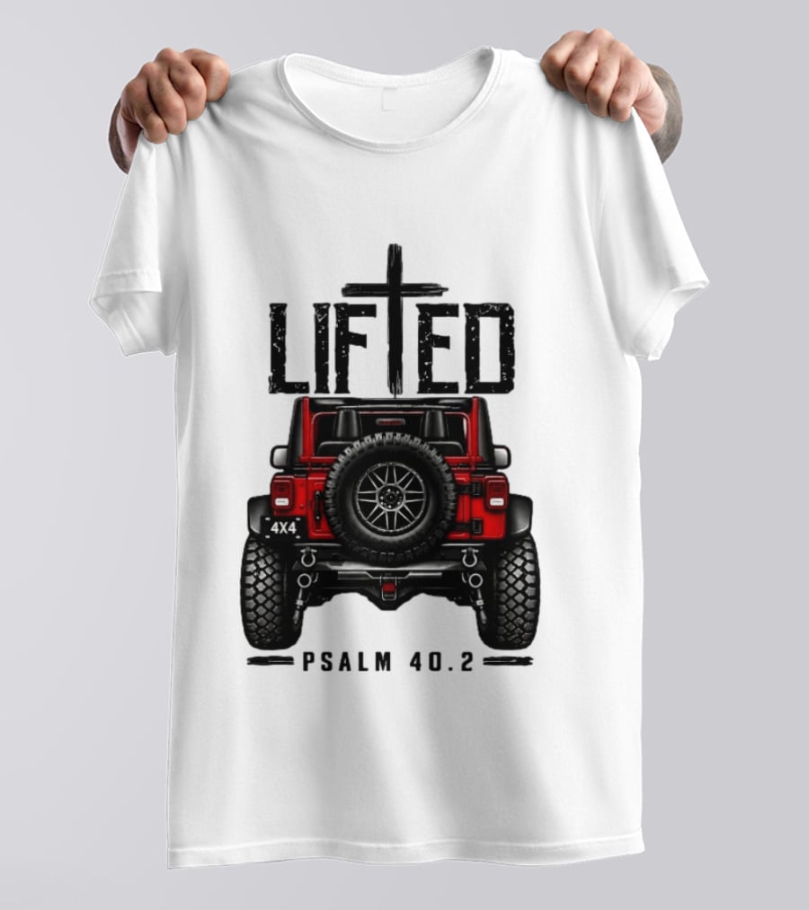 Lifted 4x4 Jeep Off Road Adventure Psalm 40:2 T-Shirt