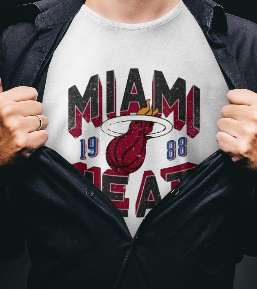 Miami Heat 1988 Flaming Basketball NBA Peace Collective T-Shirt