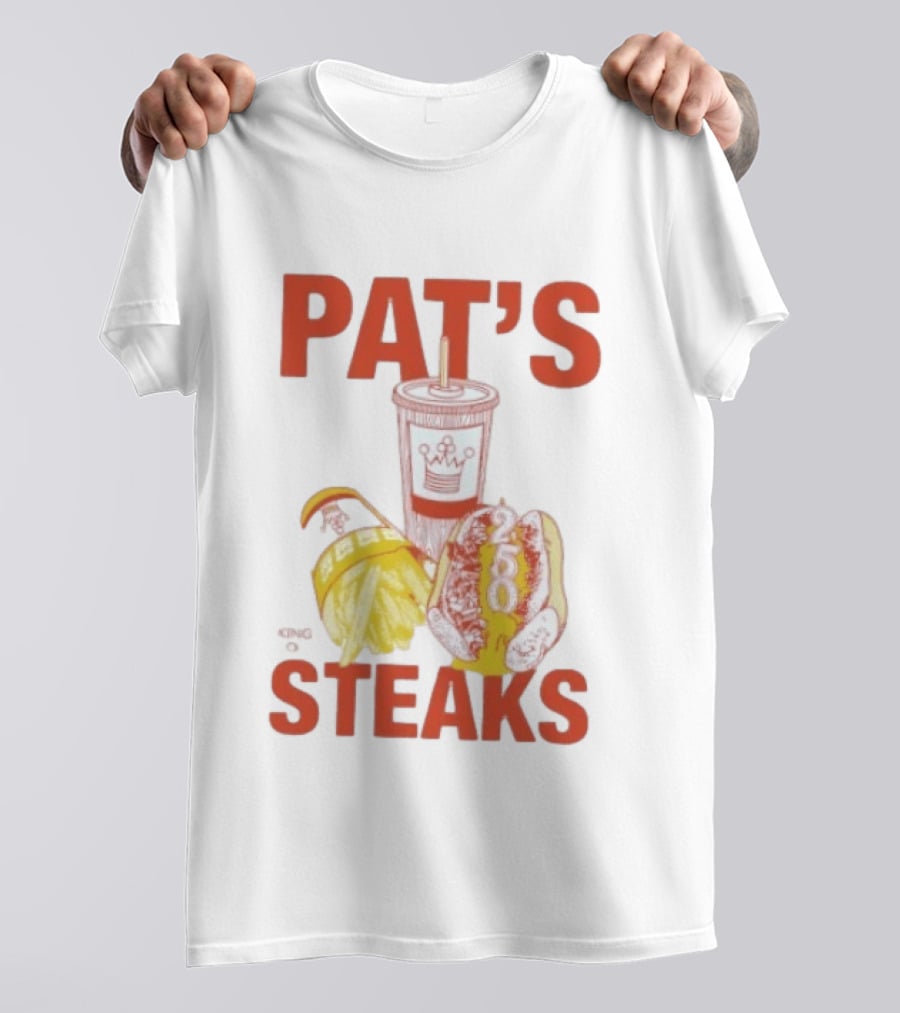 Pat's King Of Steaks 250 Cheesesteak Philadelphia Iconic Sandwich And Drink T-Shirt