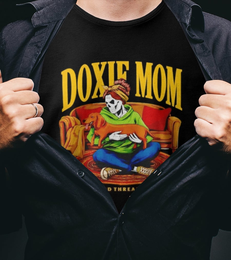 Doxie Mom Skeleton With Dachshund Wiener Dog Dead Threads T-Shirt