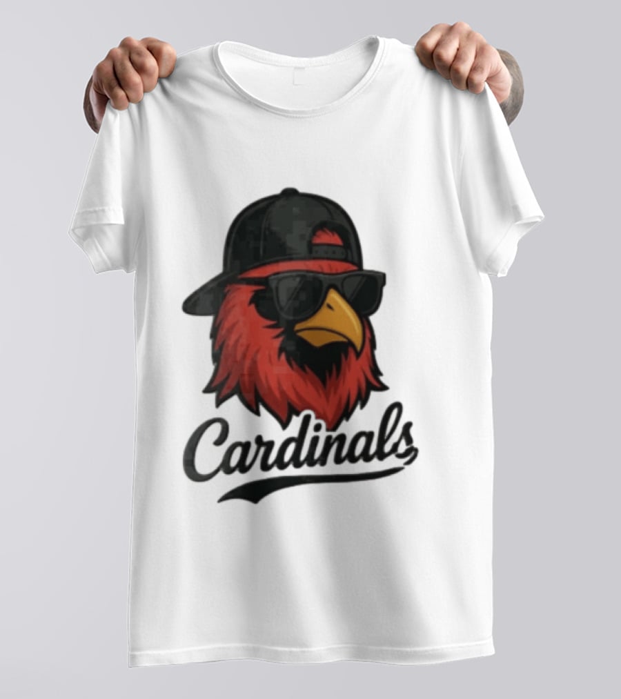 Cardinals Red Bird With Sunglasses And Cap T-Shirt