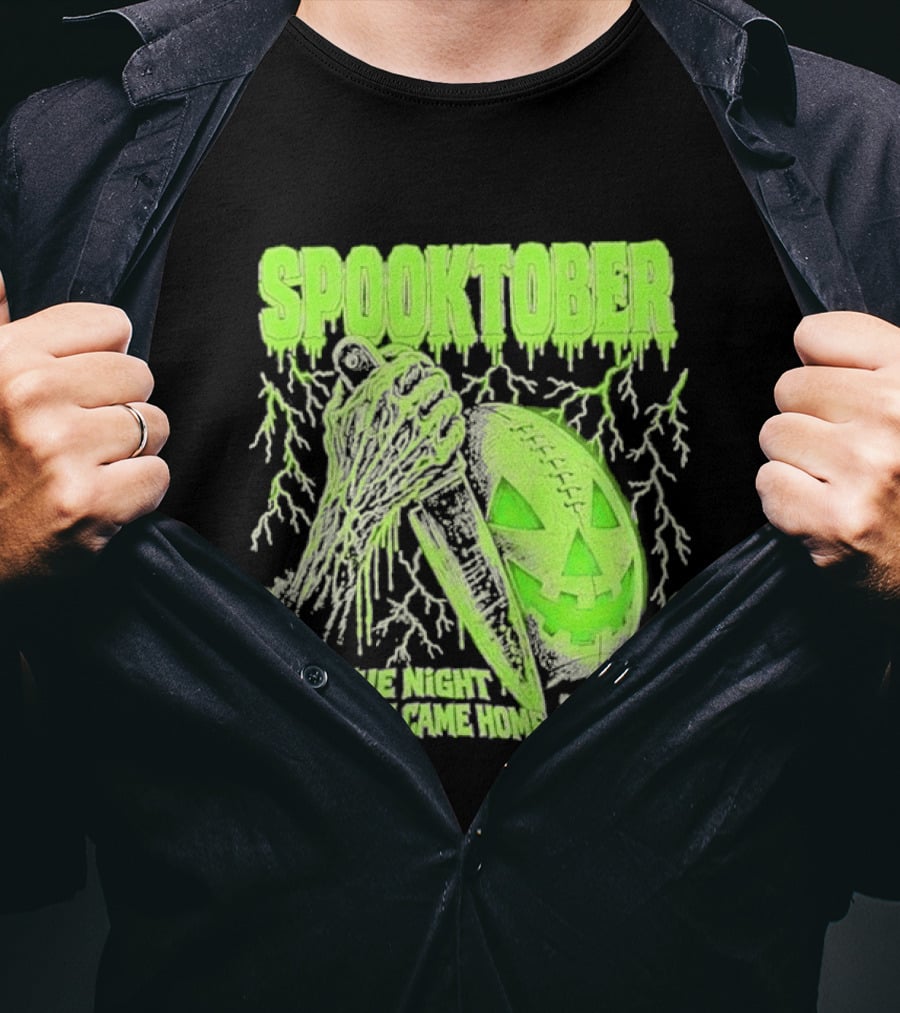 Spooktober The Night The Bus Came Home Halloween Knife Pumpkin Forest T-Shirt