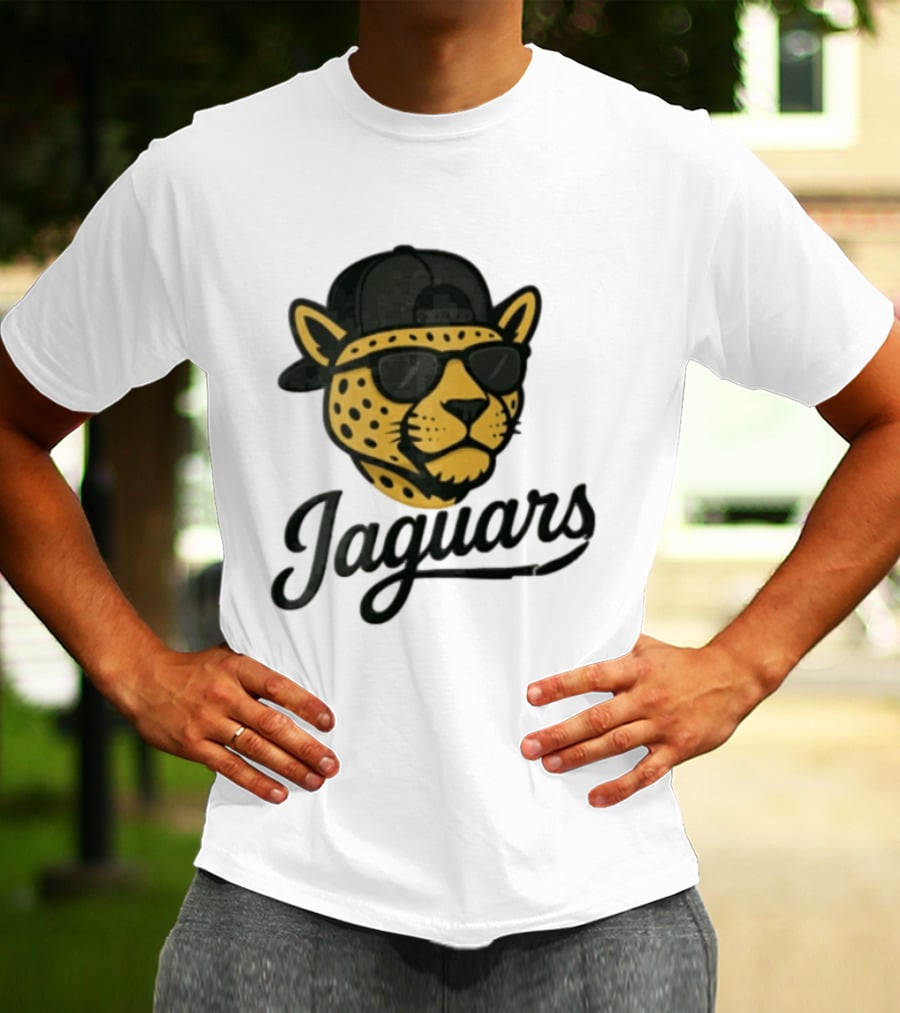 Jacksonville Jaguars Cool Jaguar With Cap And Sunglasses T-Shirt