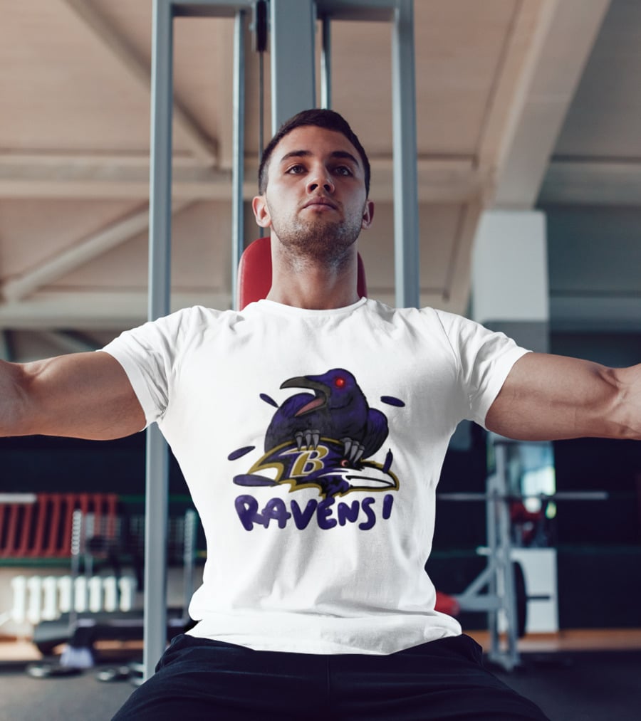 Baltimore Ravens Raven Bird Perched On Iconic Logo Ravens T-Shirt