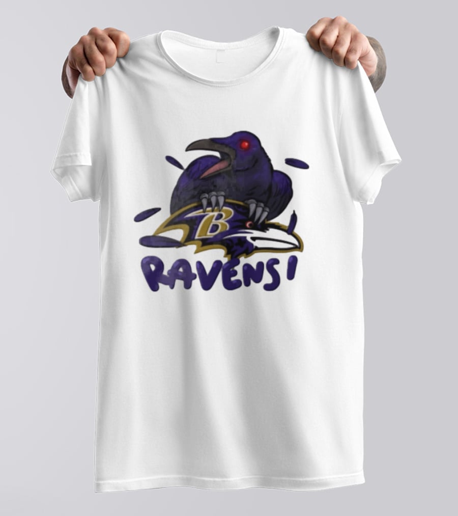 Baltimore Ravens Raven Bird Perched On Iconic Logo Ravens T-Shirt
