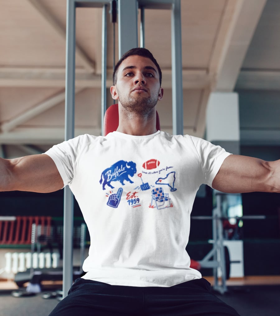 Buffalo Bills Established 1959 Football Shovel Map Chair Icons Where You Are From T-Shirt
