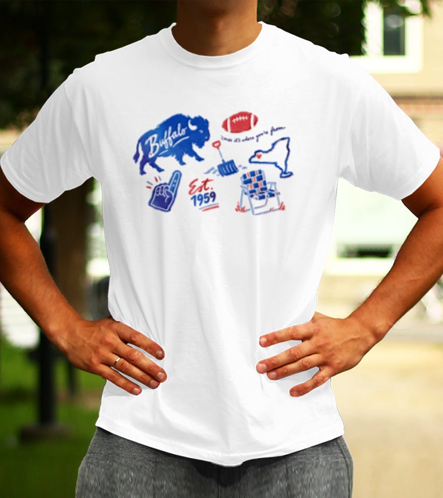 Buffalo Bills Established 1959 Football Shovel Map Chair Icons Where You Are From T-Shirt