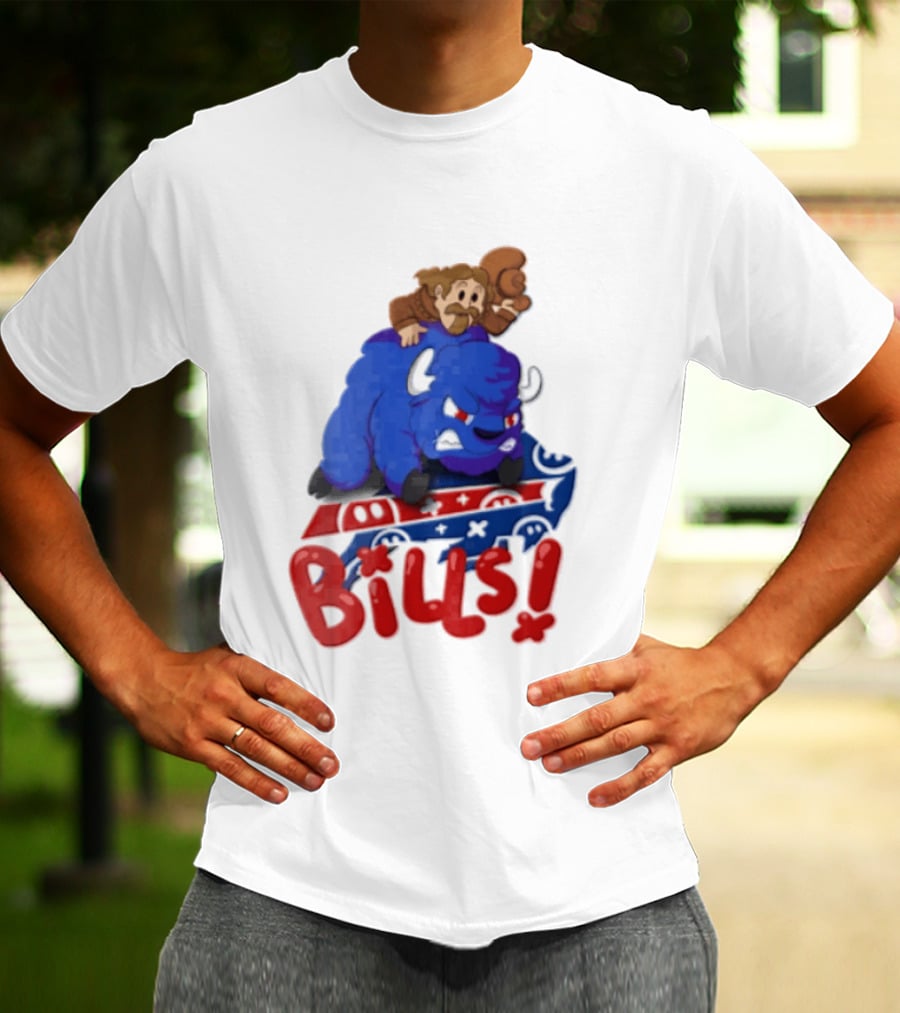 Buffalo Bills Cowboy Riding Angry Blue Bills T-Shirt