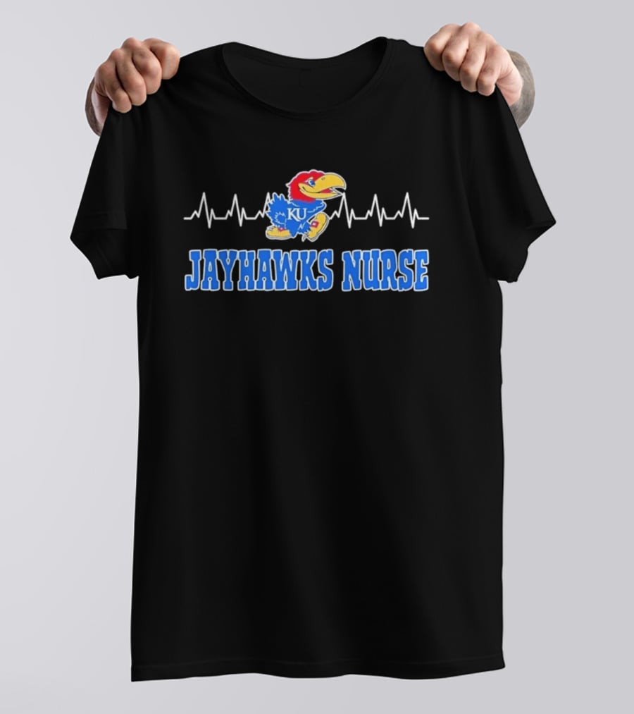 Kansas Jayhawks KU Nurse Heartbeat College Basketball T-Shirt