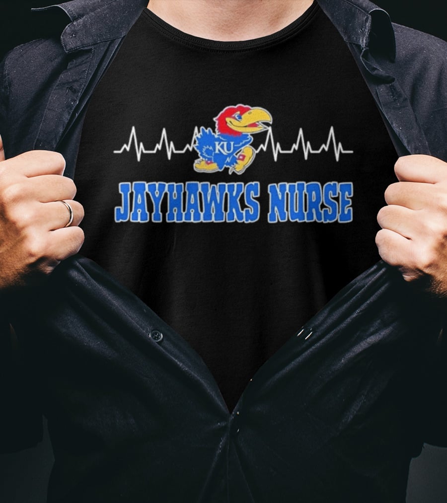 Kansas Jayhawks KU Nurse Heartbeat College Basketball T-Shirt