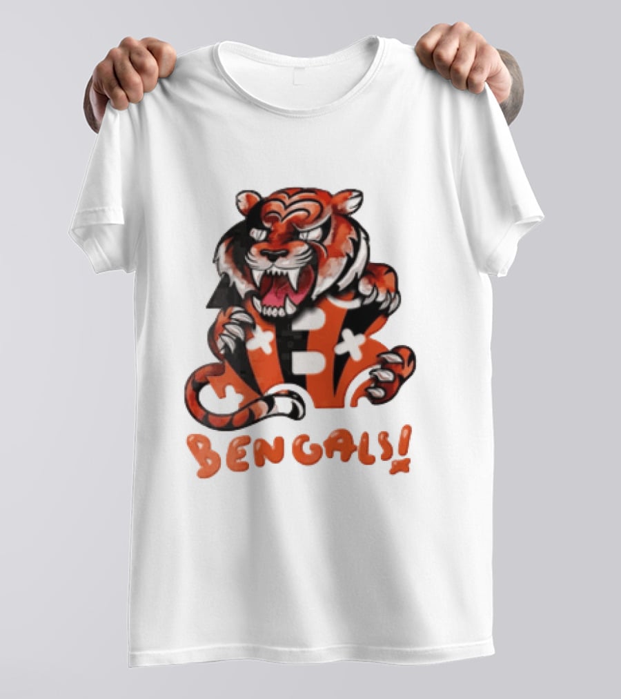 Cincinnati Bengals Snarling Tiger Over Bold B T-Shirt