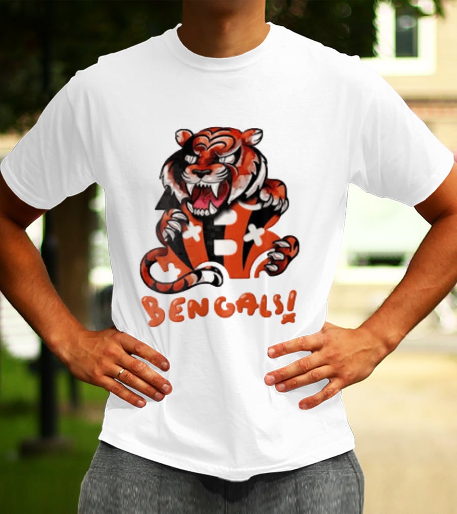 Cincinnati Bengals Snarling Tiger Over Bold B T-Shirt