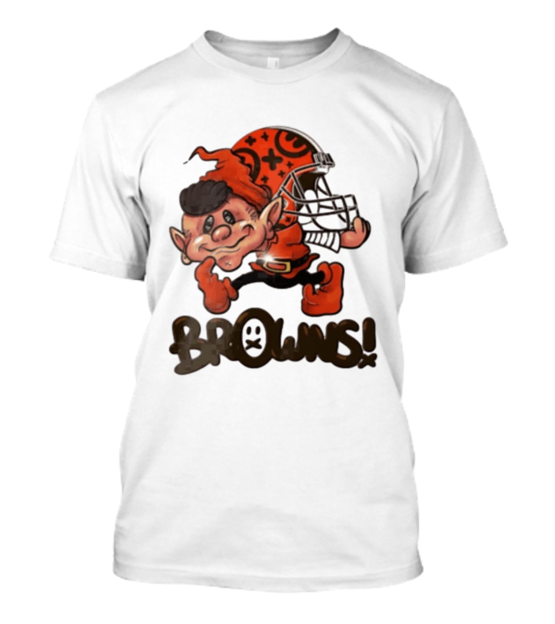 Cleveland Browns Elf Holding Football Helmet Browns T-Shirt