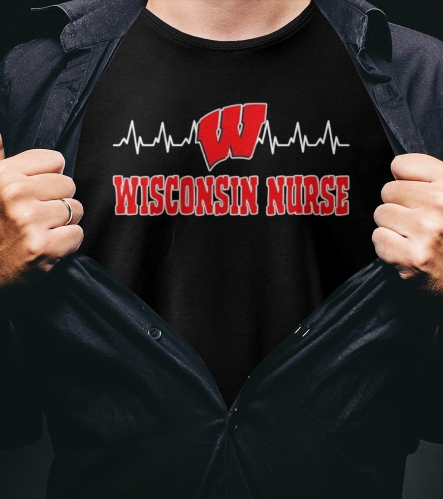 Wisconsin Nurse Heartbeat Medical Badgers T-Shirt
