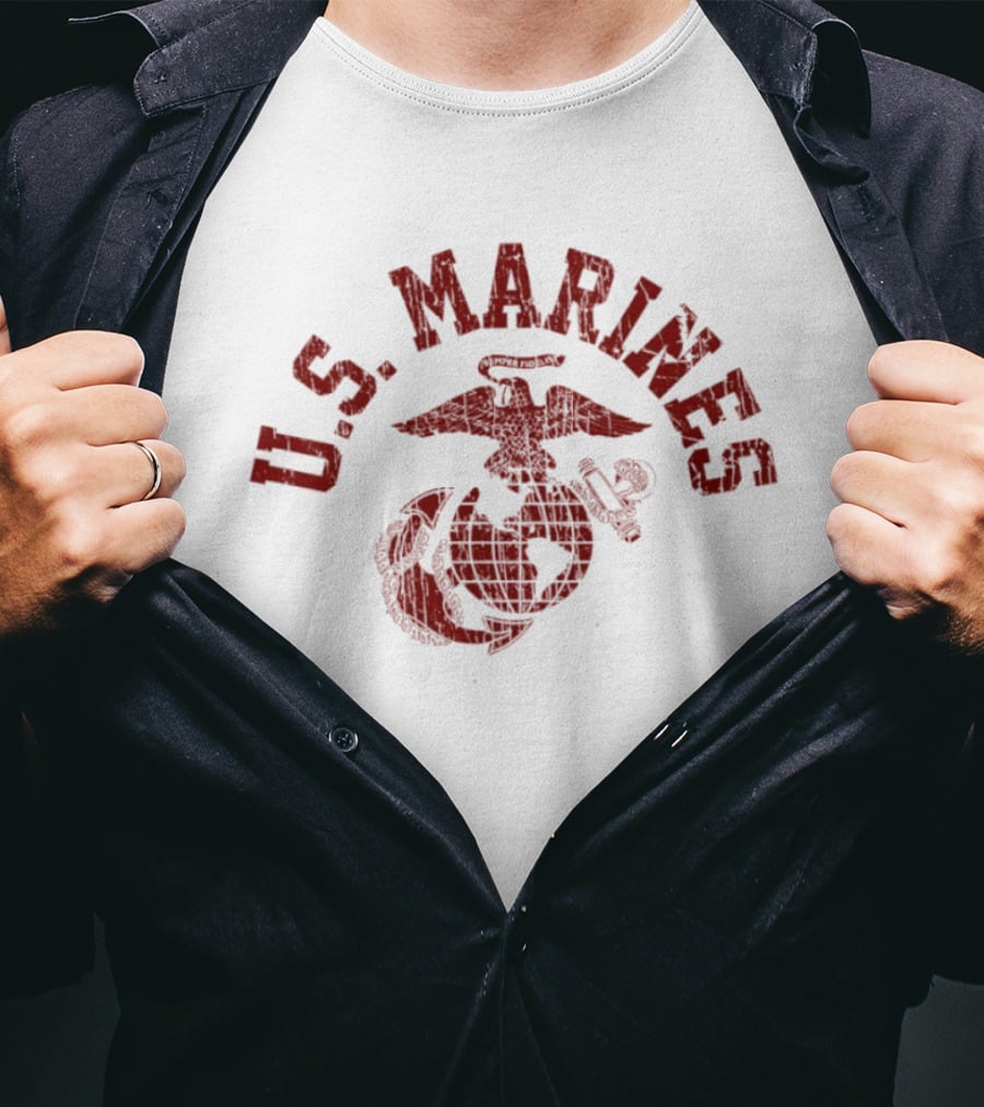 Distressed Eagle Globe Anchor U.S. Marines Semper Fidelis T-Shirt