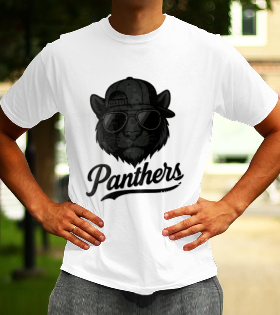 Panthers Cool Cat In Sunglasses And Baseball Cap T-Shirt