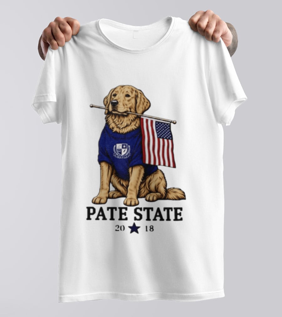 Pate State 2018 Golden Retriever American Flag T-Shirt