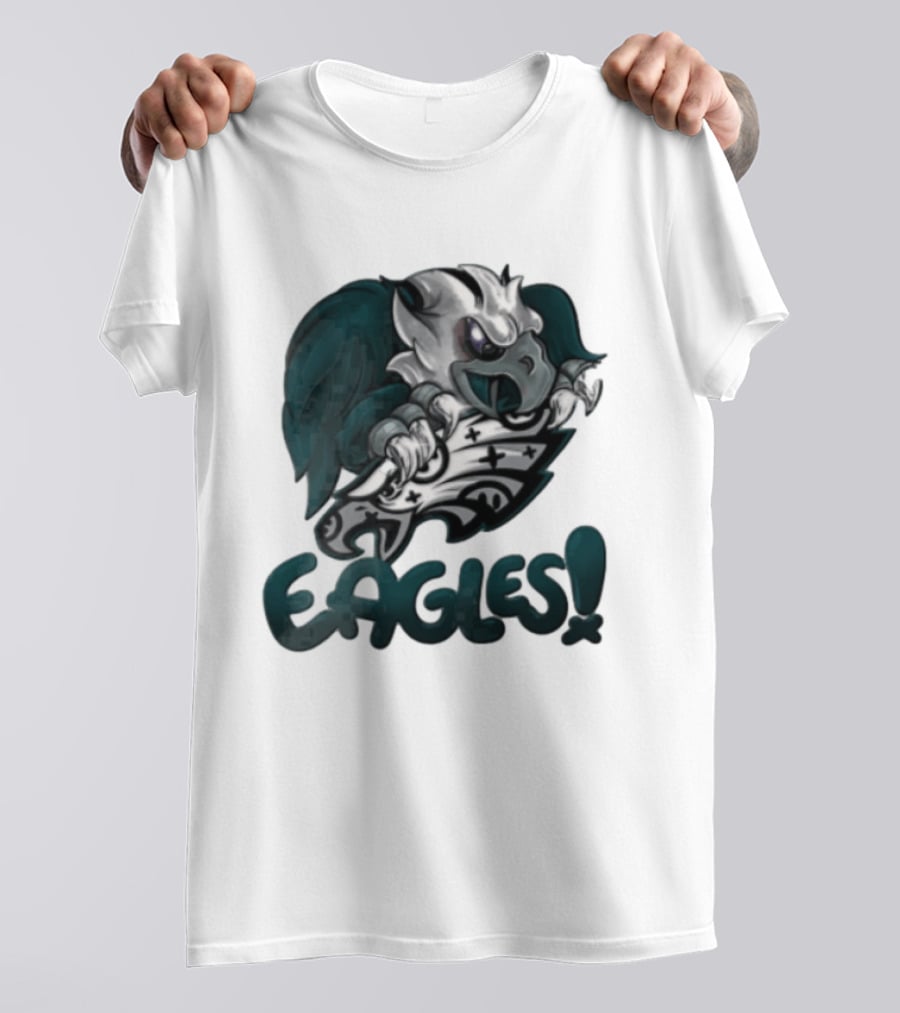 Philadelphia Eagles Aggressive Cartoon Eagle With Shield T-Shirt