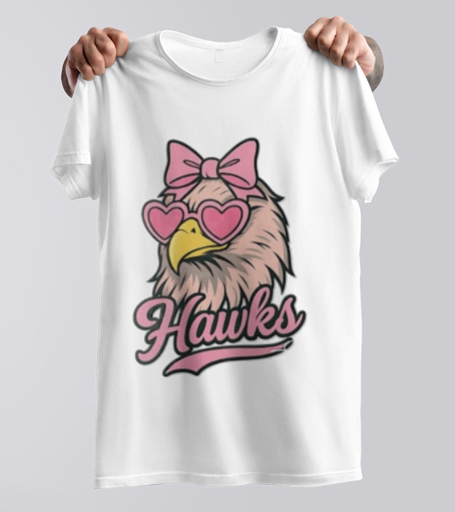 Hawks Eagle Pink Bow Heart Glasses T-Shirt