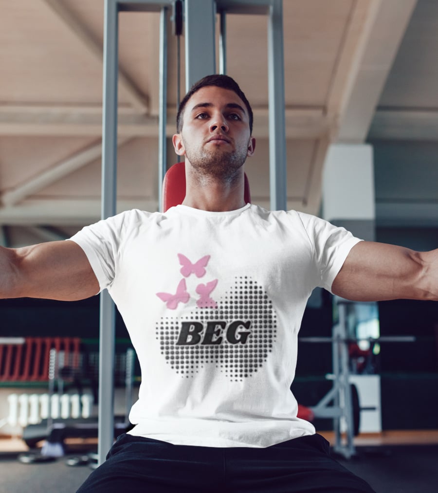 Pink Butterflies BEG Halftone T-Shirt