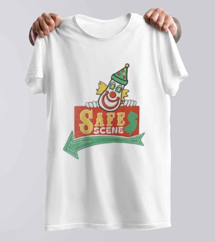 Safe Scene Clown Holding New Jersey Map Sign T-Shirt