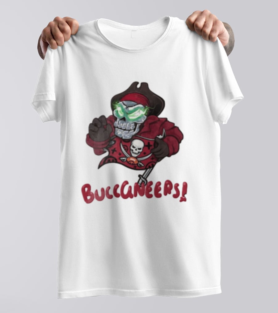 Tampa Bay Buccaneers Skull Pirate Green Eyes Buccaneers Flag T-Shirt