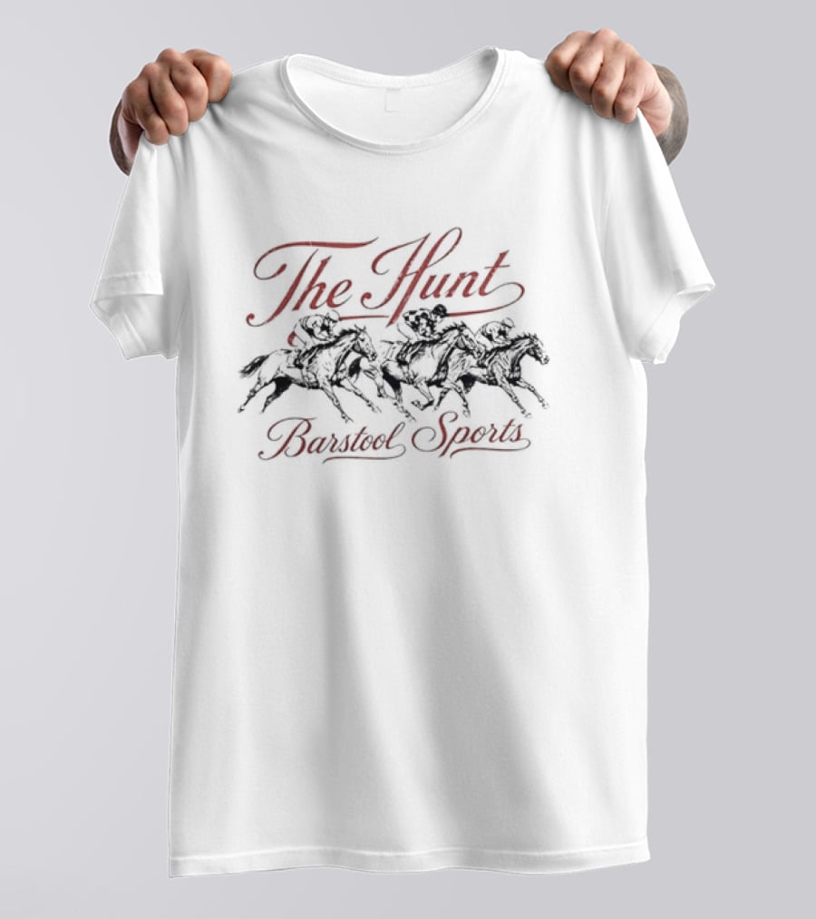 The Hunt Three Jockeys Riding Galloping Racehorses Burford Sports T-Shirt
