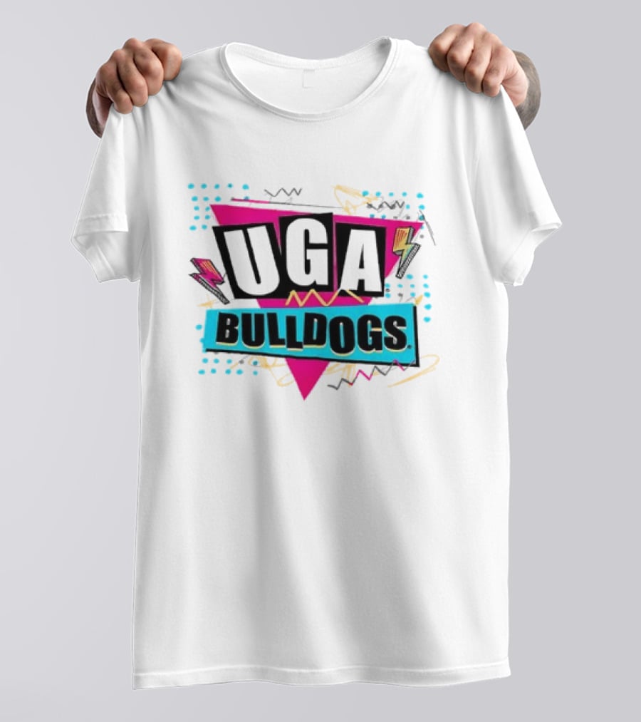 UGA Bulldogs Pink Triangle Lightning Bolts Scribbles T-Shirt
