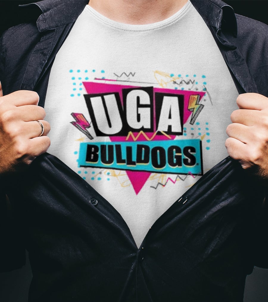 UGA Bulldogs Pink Triangle Lightning Bolts Scribbles T-Shirt